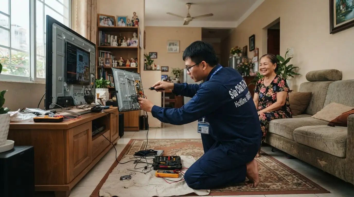 Sửa tivi sony phường An Hội Tây kiểm tra linh kiện chính hãng