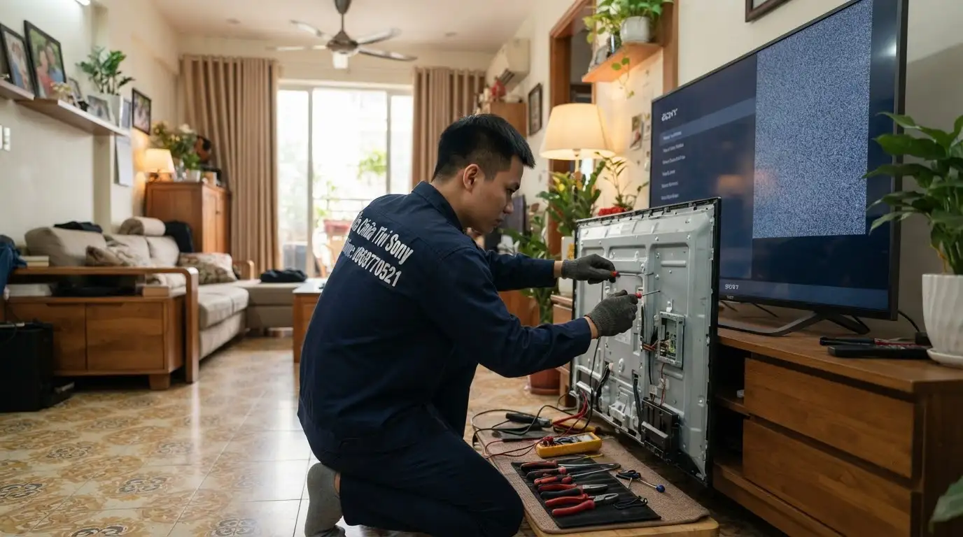Thợ sửa tivi sony phường An Hội Tây đo kiểm tra bo nguồn