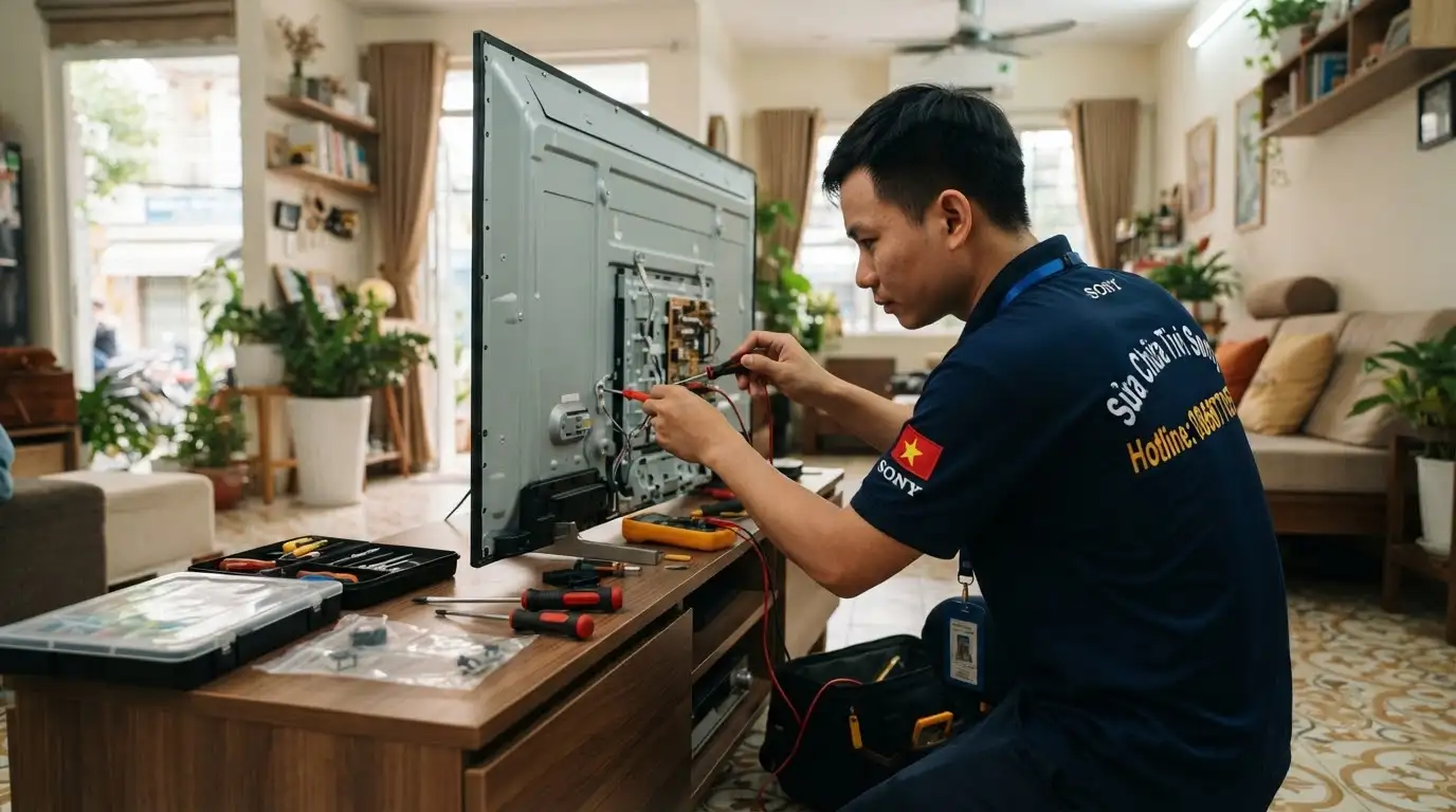 Thợ sửa tivi sony phường An Nhơn kiểm tra bo mạch