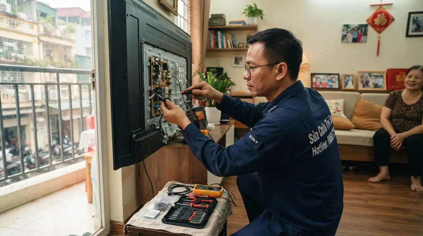 Quy trình sửa tivi sony tại nhà phường Bàn Cờ hoàn thiện