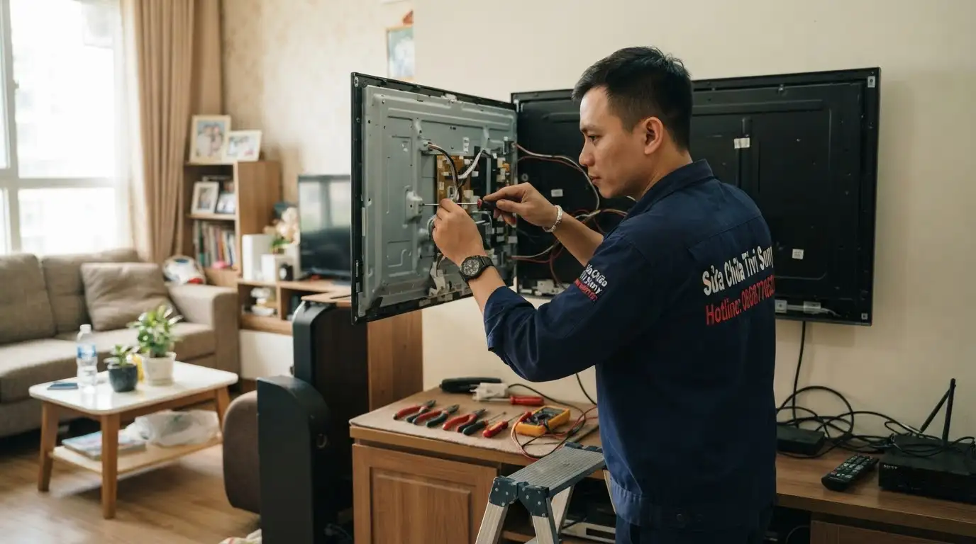 Kỹ thuật viên sửa chữa tivi sony phường bình quới đo xung điện áp