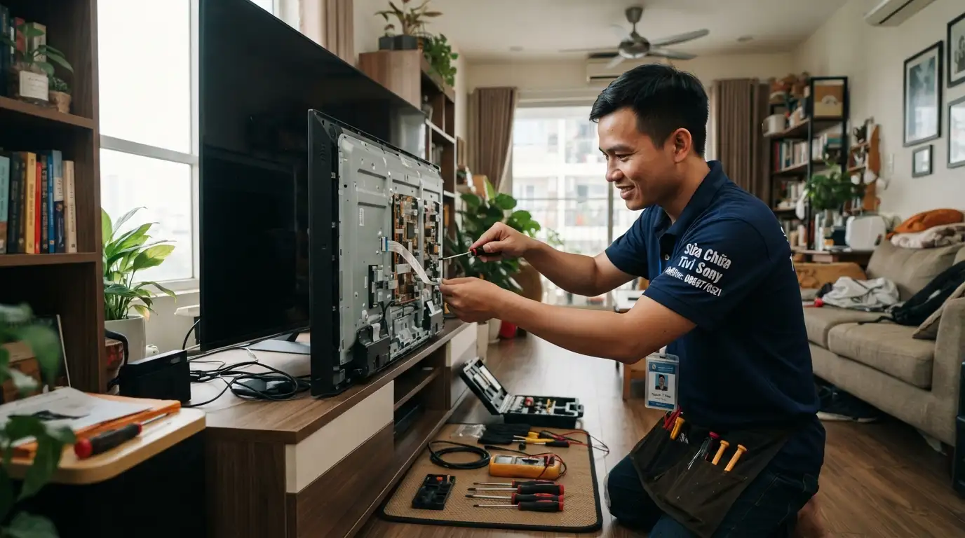 Thợ sửa tivi sony phường Cát Lái đo điện áp bo nguồn