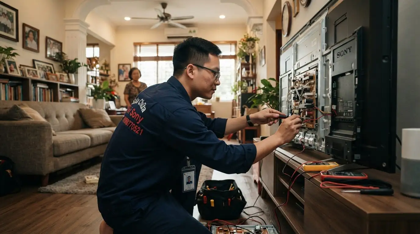 Thợ sửa tivi sony phường Gia Định đo đạc bo mạch