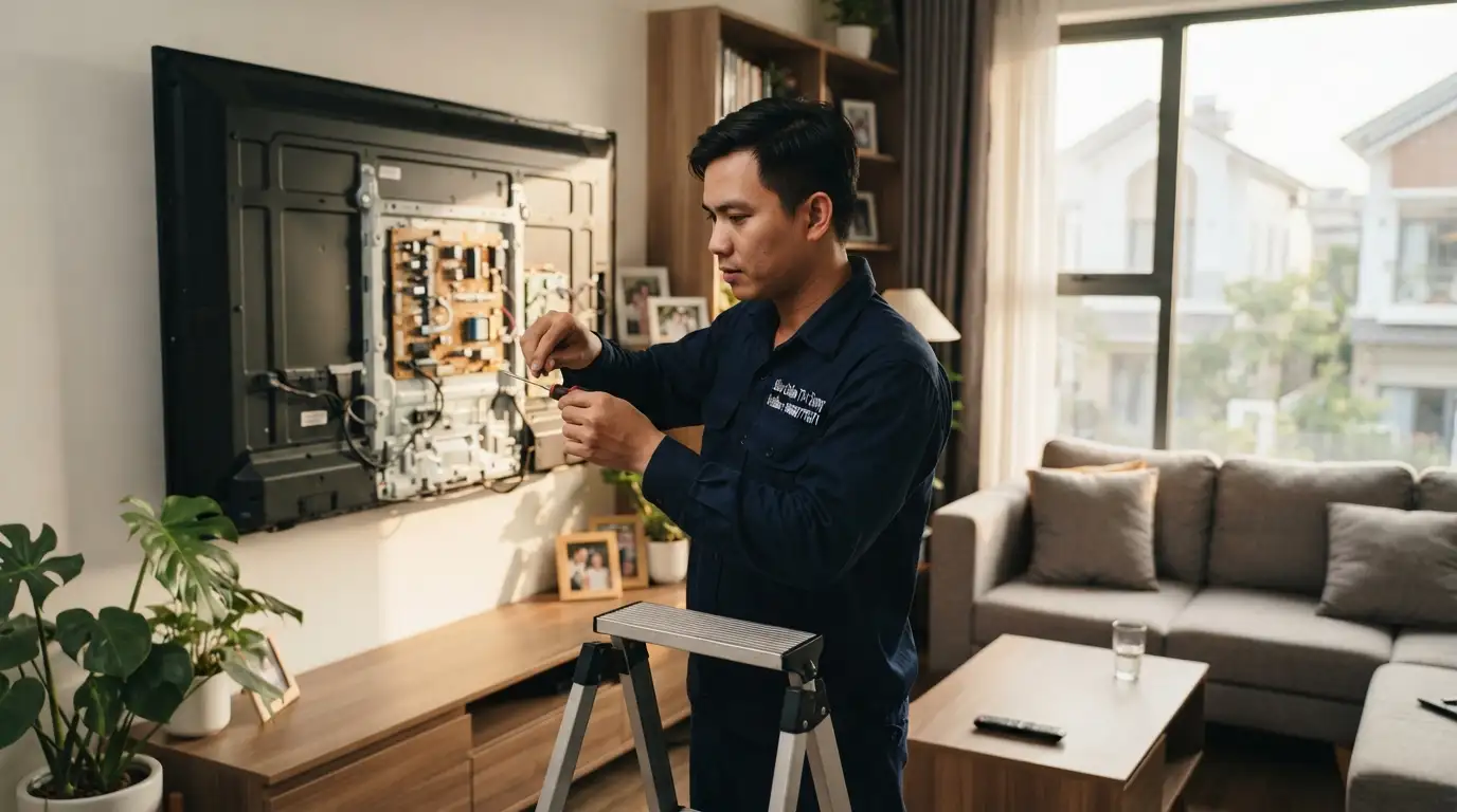 Thợ sửa tivi sony phường Hòa Bình kiểm tra bo mạch