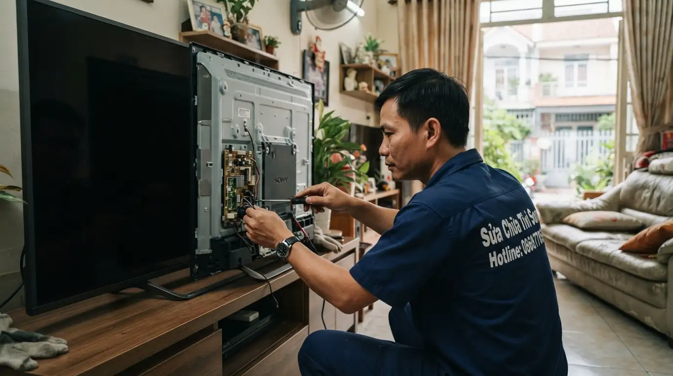 Thợ sửa tivi sony phường Phú Thạnh thao tác kỹ thuật