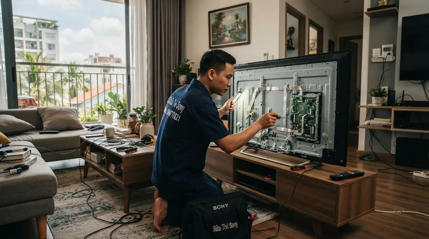 Thợ sửa tivi sony phường Tăng Nhơn Phú kiểm tra bo mạch