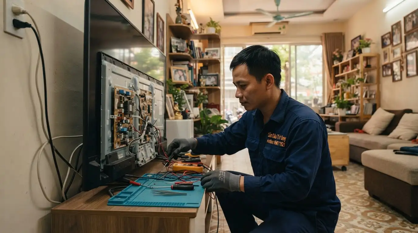 Thợ sửa tivi sony phường Trung Mỹ Tây kiểm tra linh kiện