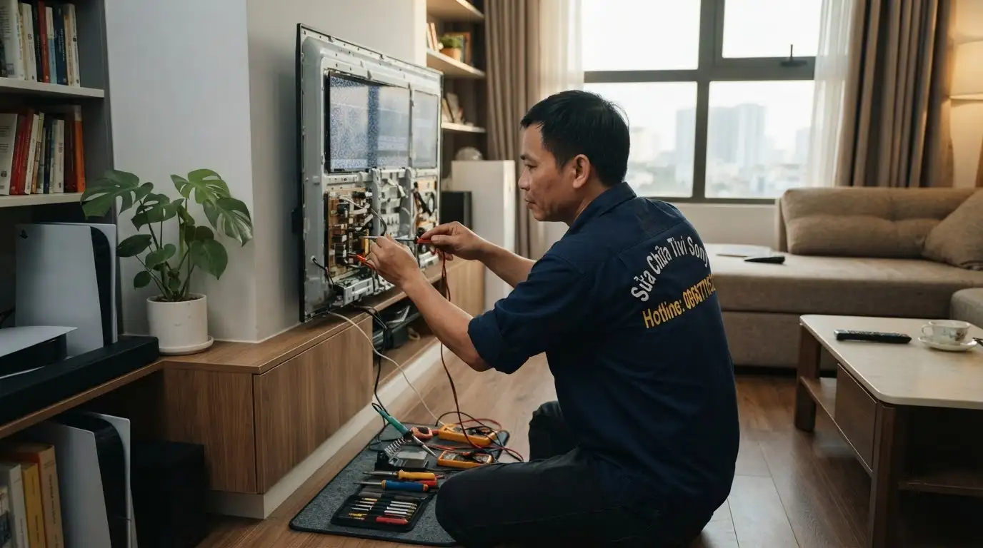 Thợ sửa tivi sony tại nhà quận 2 đo đạc bo mạch