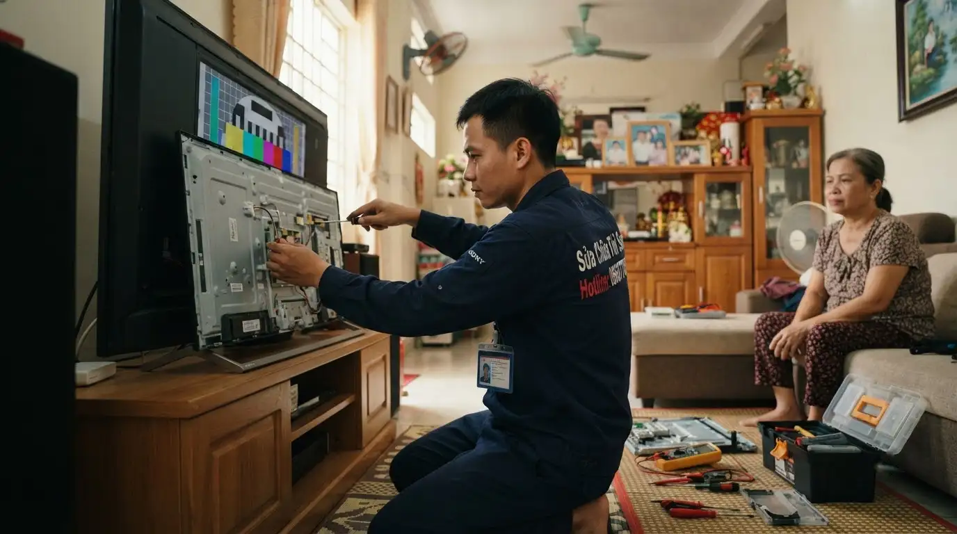 Thợ sửa tivi sony quận 6 kiểm tra bo mạch nguồn chuyên nghiệp