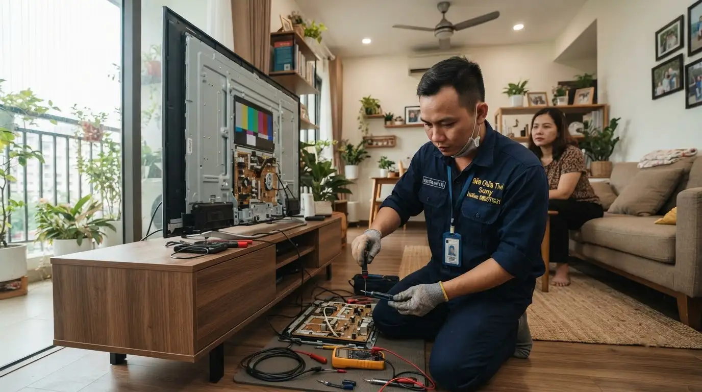 Dịch vụ sửa tivi sony quận phú nhuận đo kiểm tra bo mạch