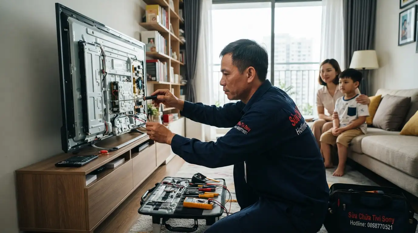 Thợ sửa tivi sony quận Thủ Đức kiểm tra bo mạch