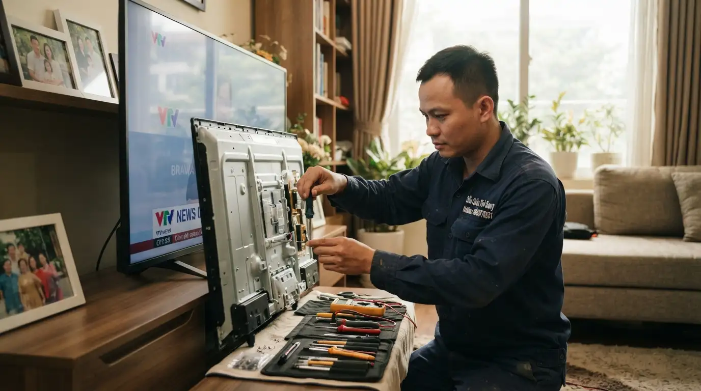 tivi sony bị bóng chữ