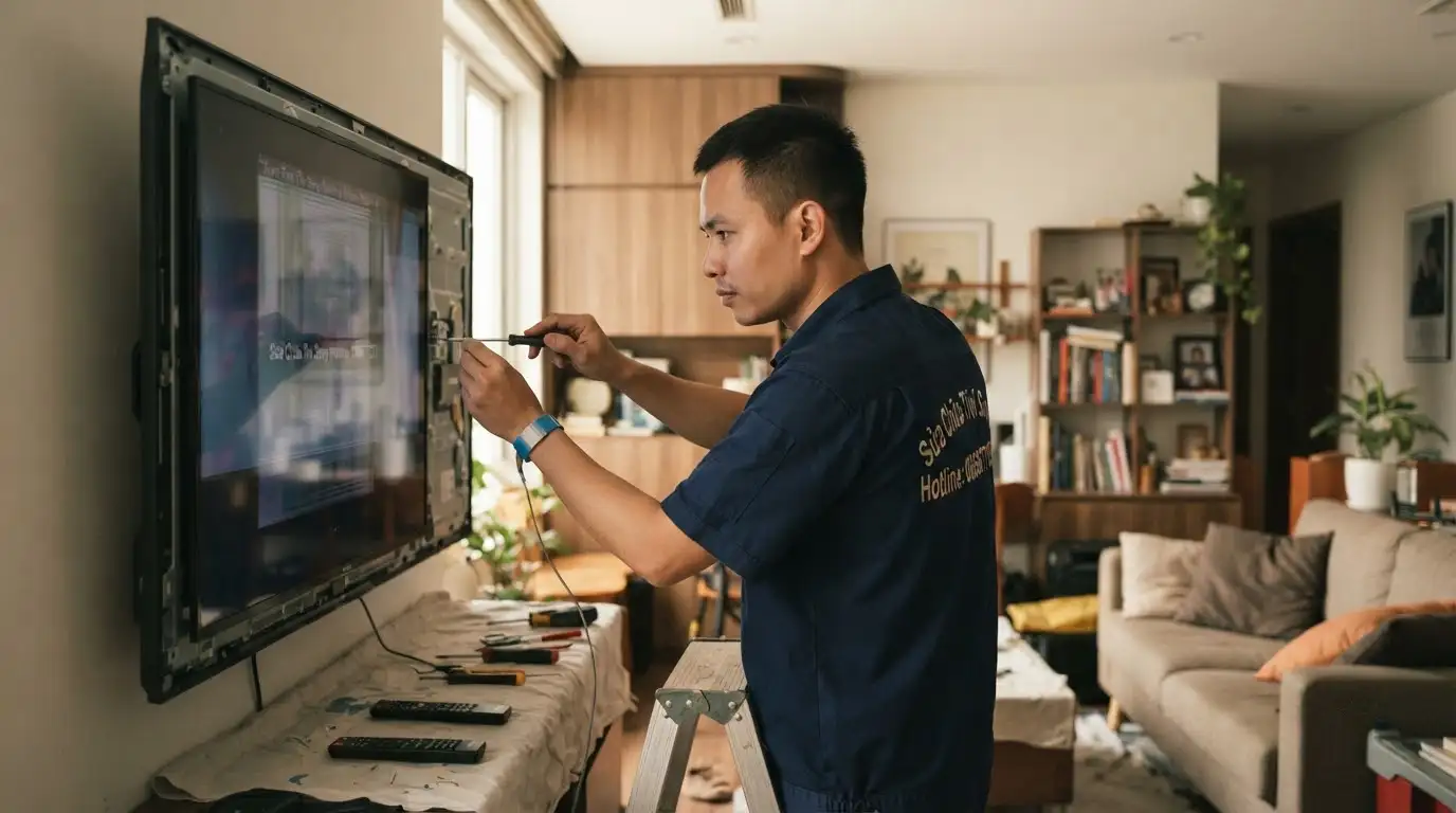 tivi sony bị bóng chữ