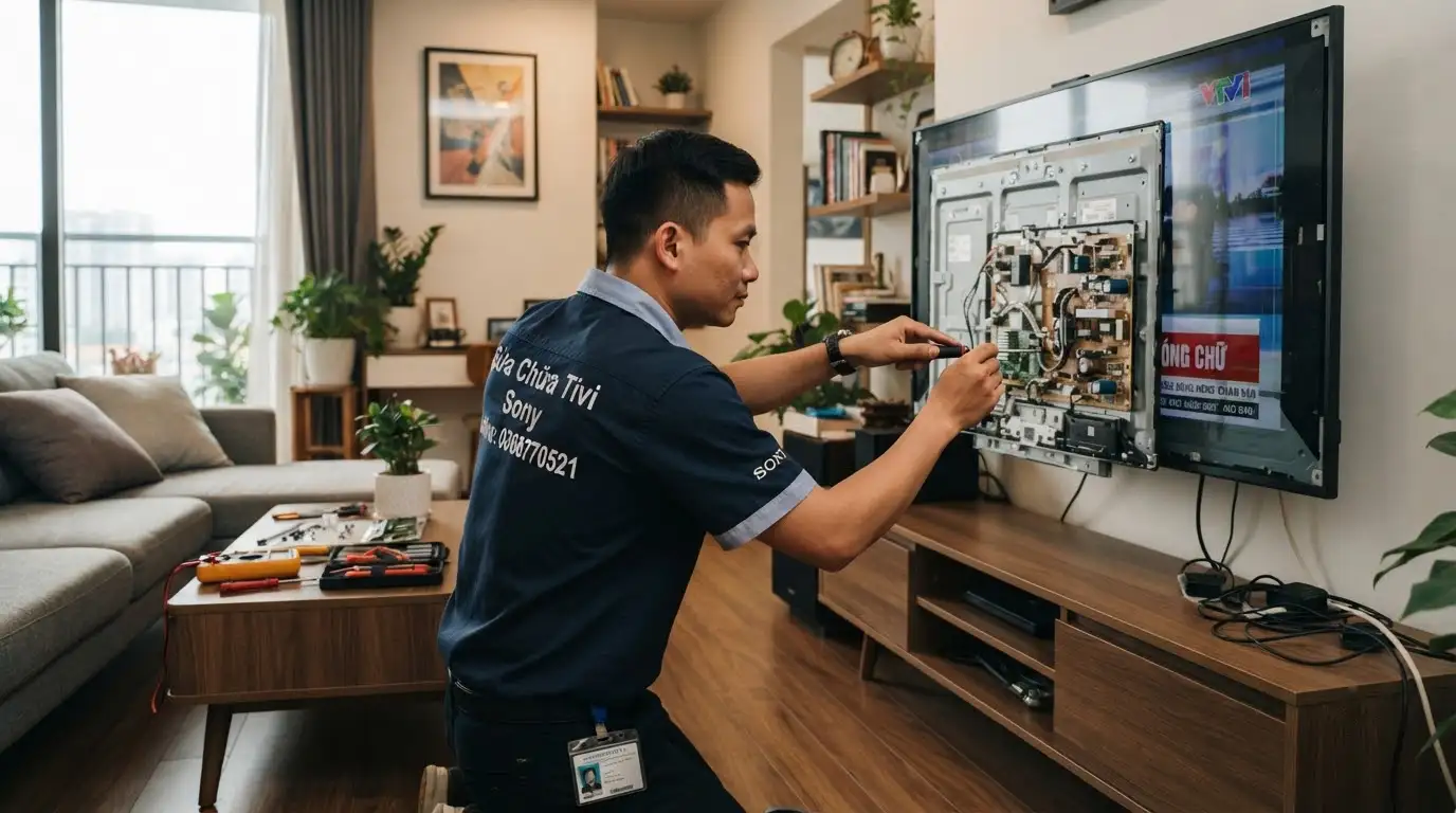 tivi sony bị bóng chữ