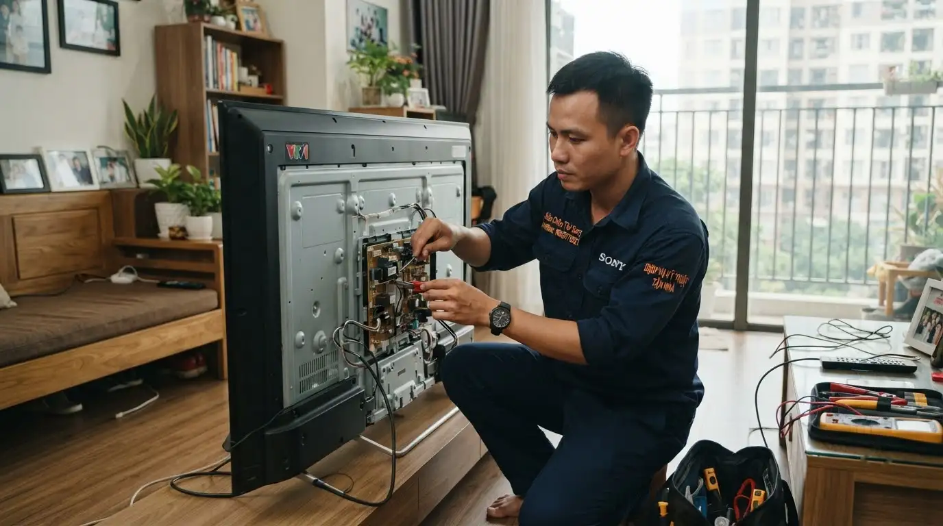 tivi sony có hình không có tiếng