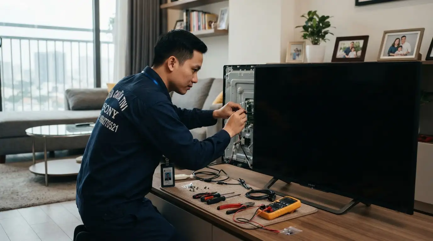 sửa tivi sony bị đen màn hình chính hãng