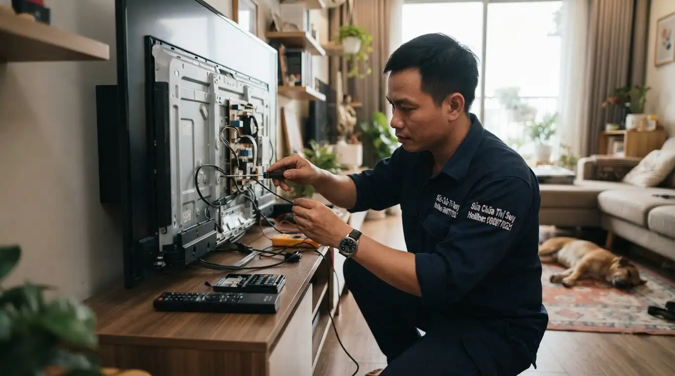 tivi sony điều khiển chỉ bật tắt được do lỗi kết nối