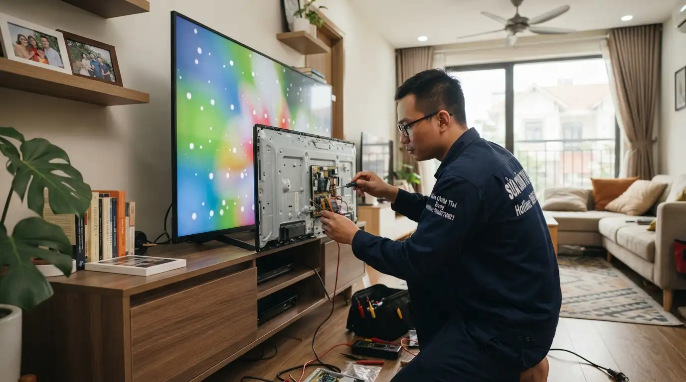 quy trình thay thanh led tivi sony đốm sáng hình tròn chuyên nghiệp