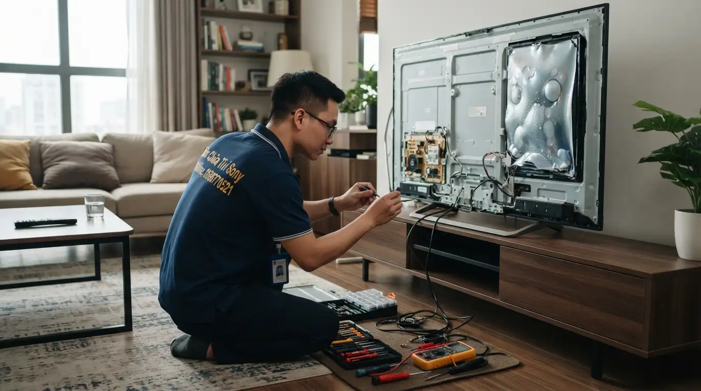 tivi sony dộp màn hình gây đốm sáng loang lổ