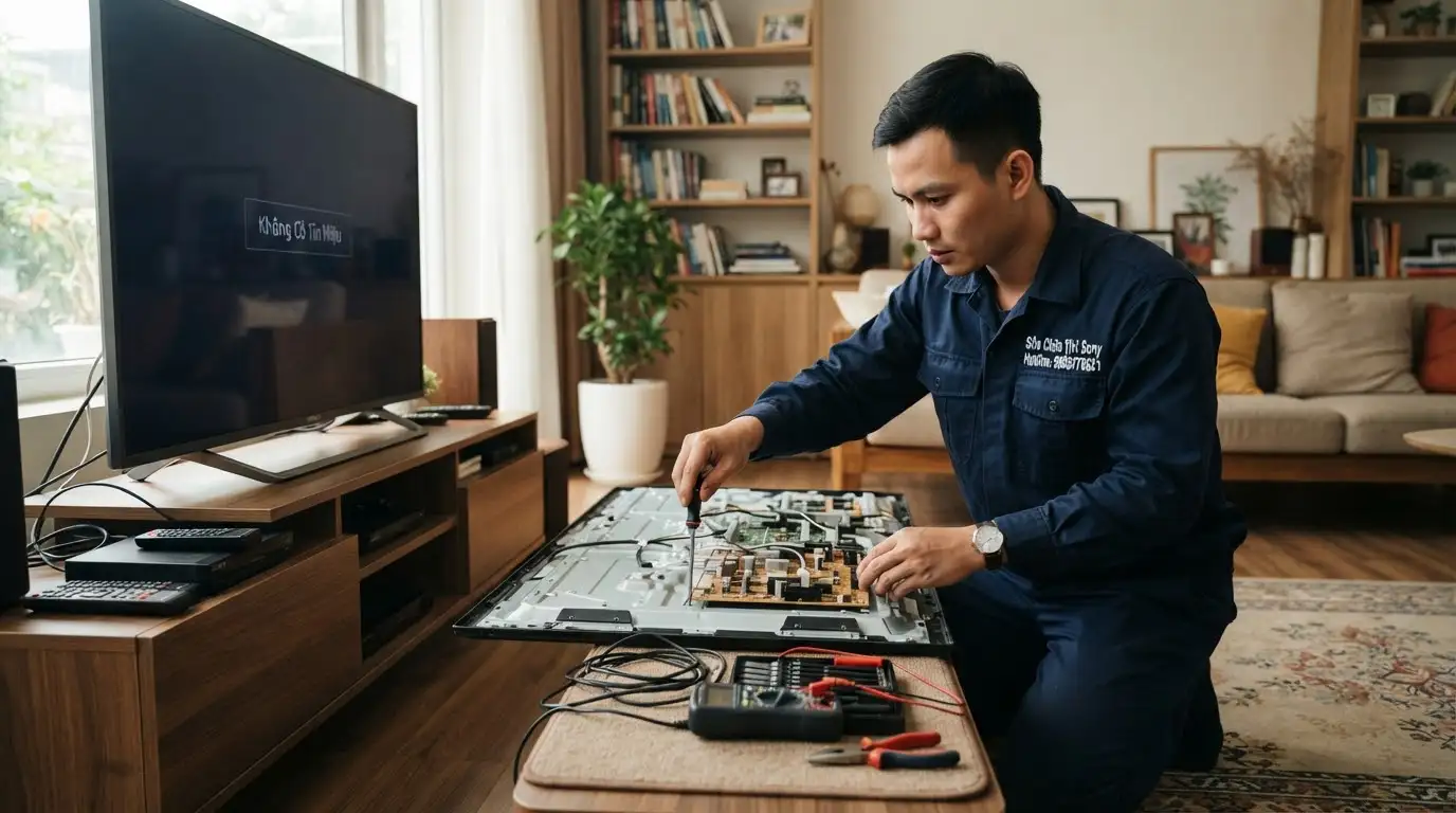 tivi sony không có tín hiệu do lỗi kết nối hoặc bo mạch