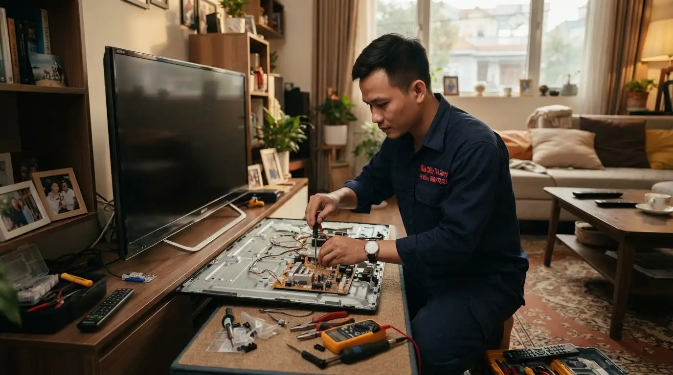 tivi sony cắm điện không lên kiểm tra điện áp