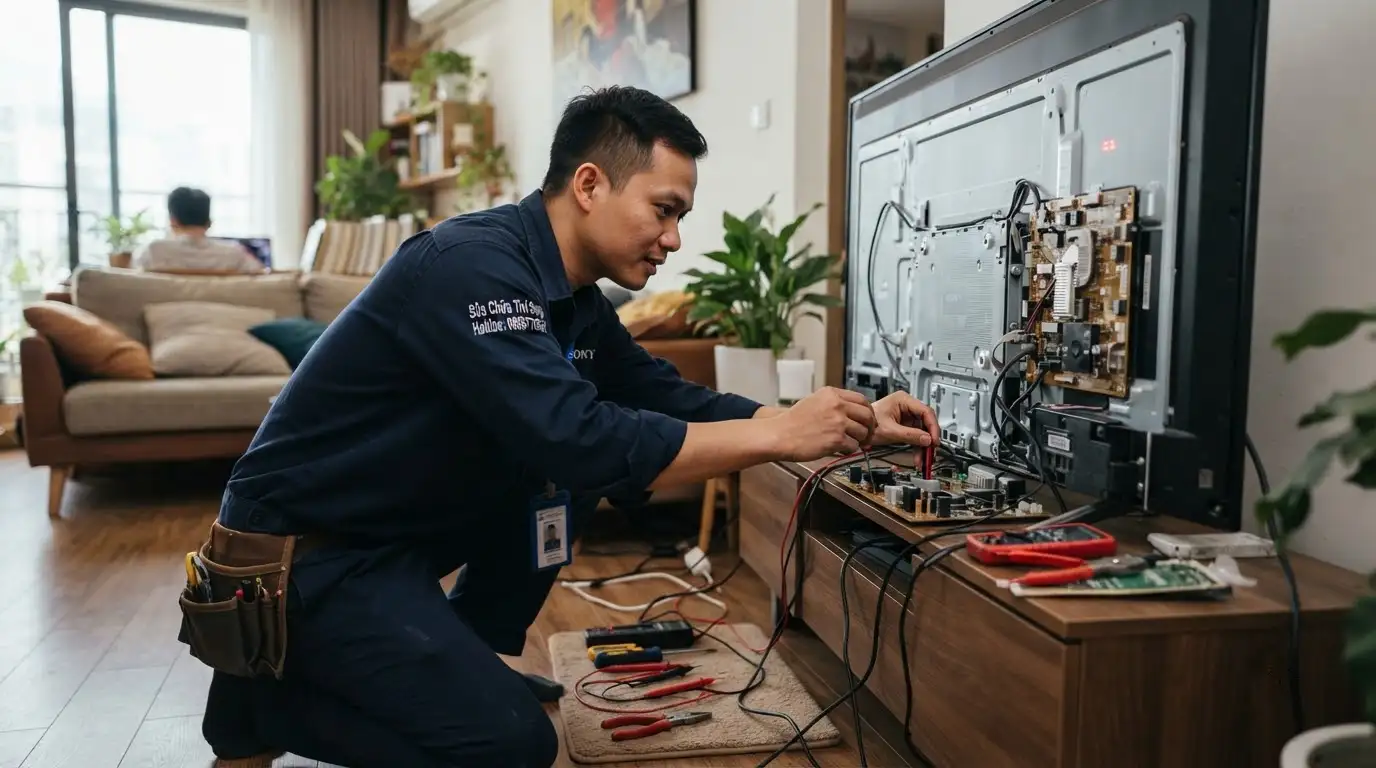 tivi sony lỗi 6 nháy do hỏng đèn led nền hoặc bo cao áp