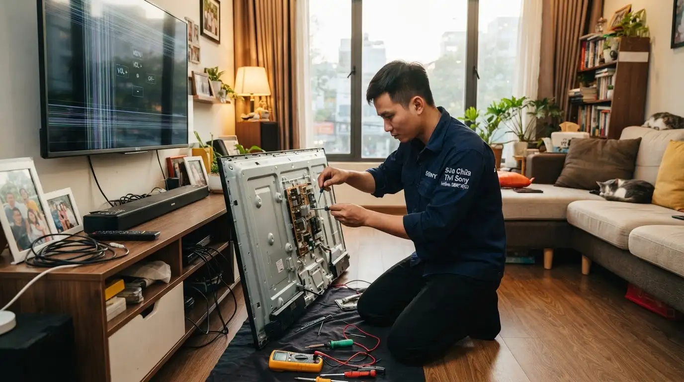 tivi sony lỗi ấn phím liên tục do chập cụm phím cơ