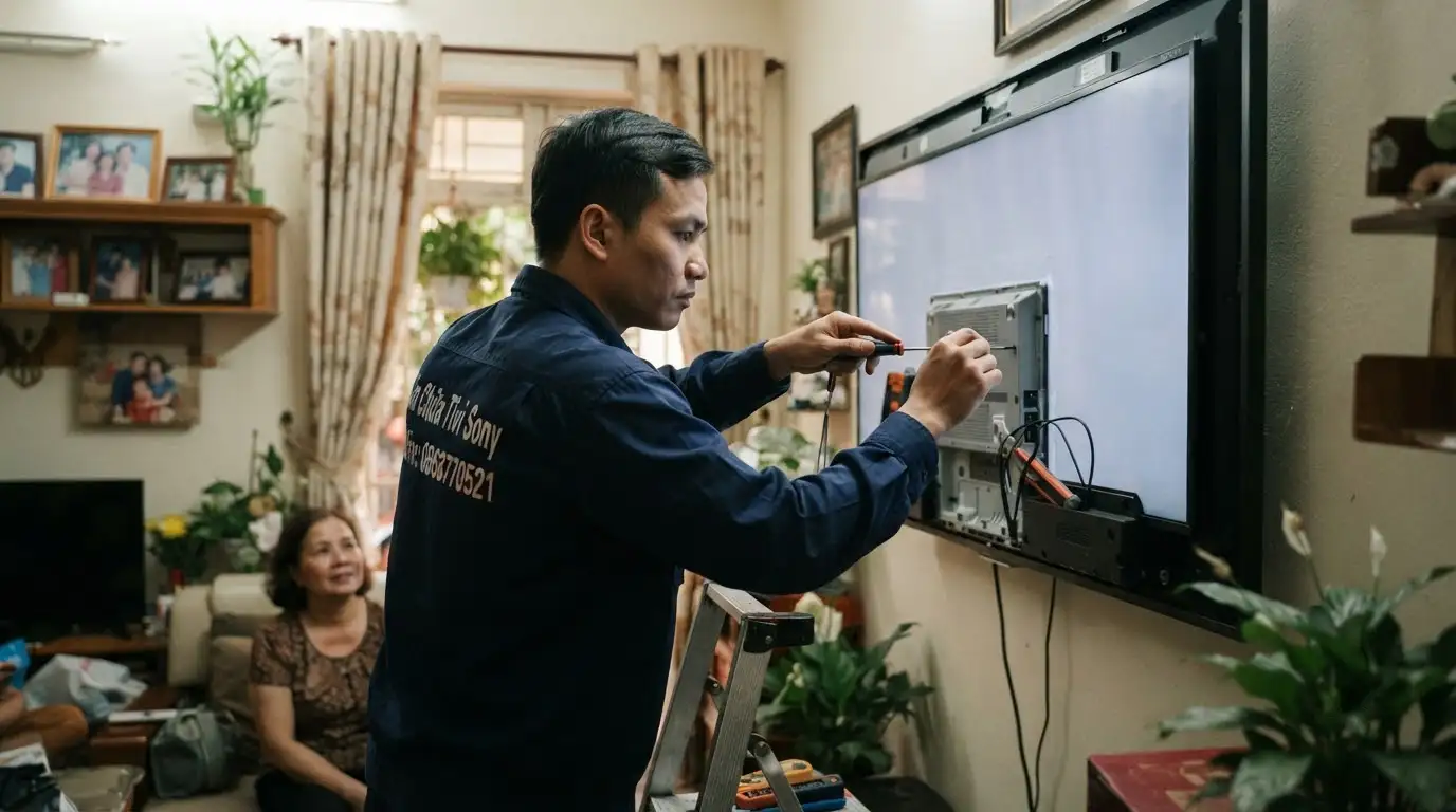 tivi sony mất màu quy trình kỹ thuật sửa chữa tận nơi