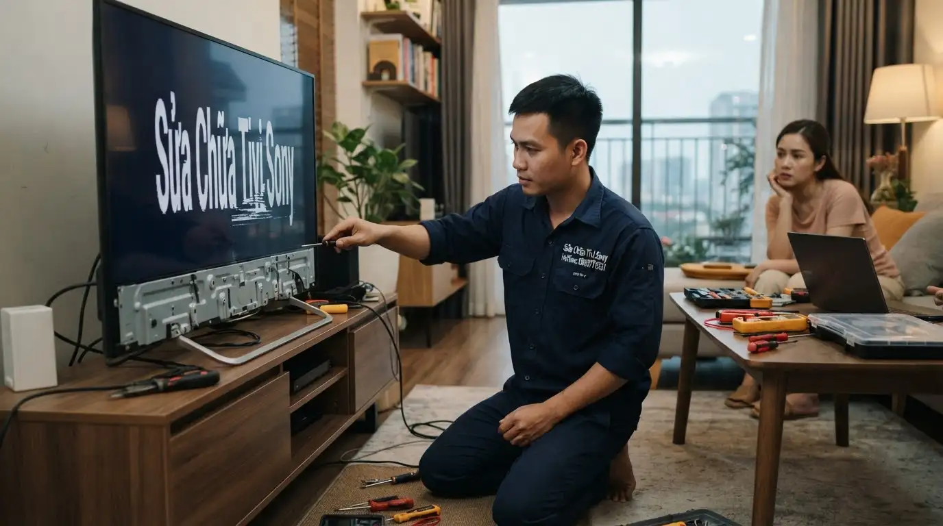 tivi sony nét chữ bị xé do lỗi tín hiệu bo mạch