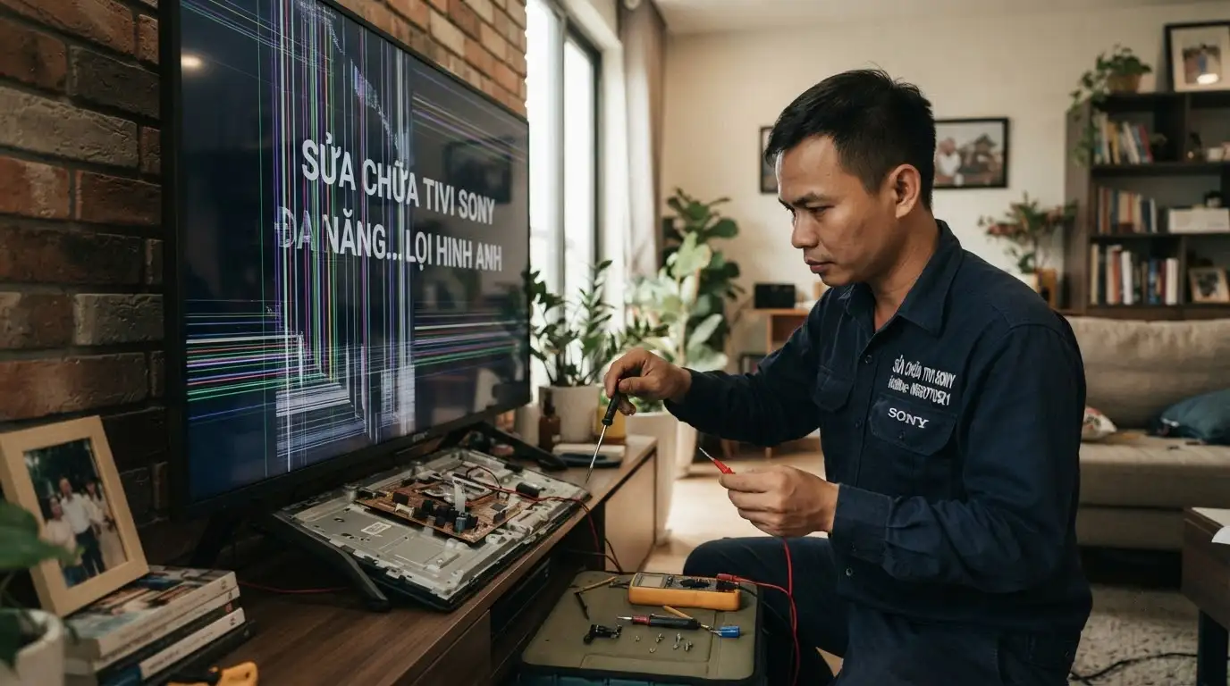 tivi sony nét chữ bị xé và kiểm tra ép cáp tab