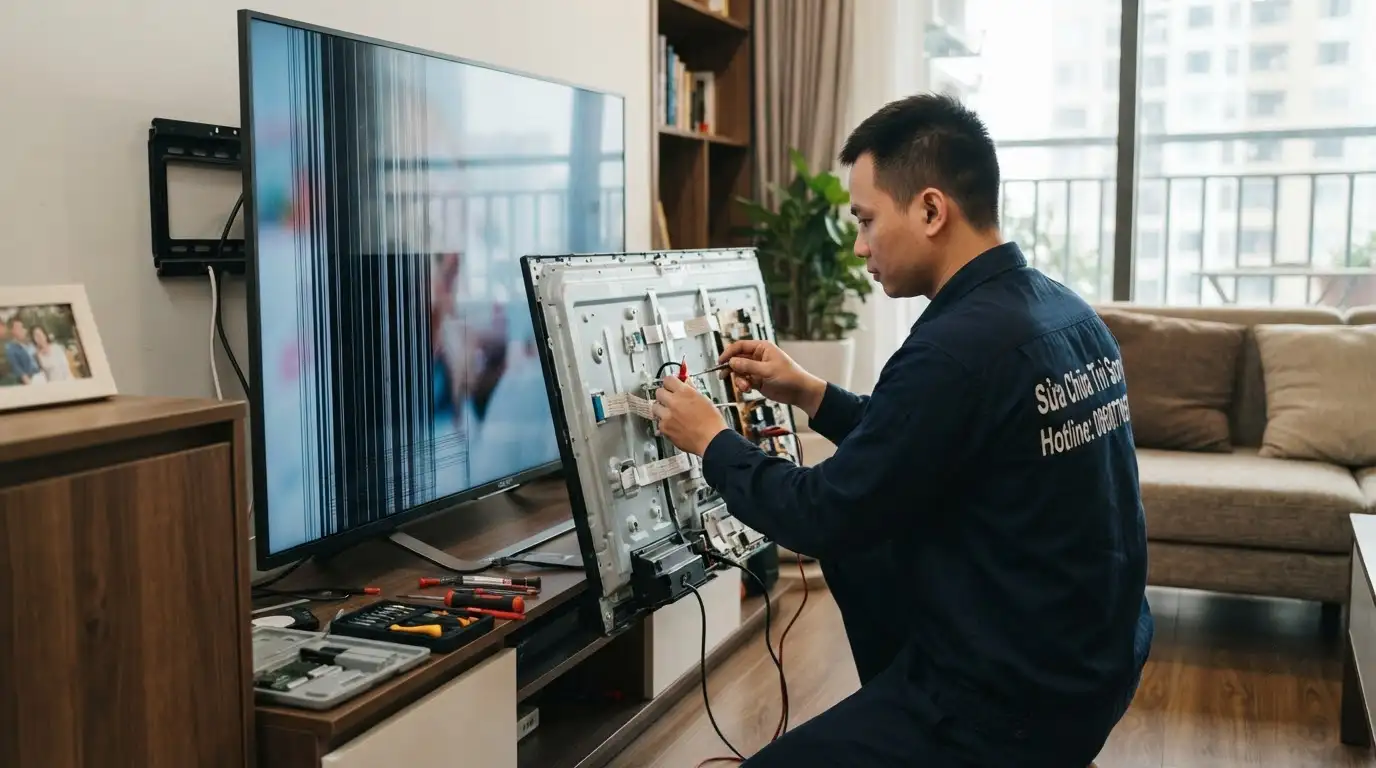 tivi sony sọc đen dọc màn hình