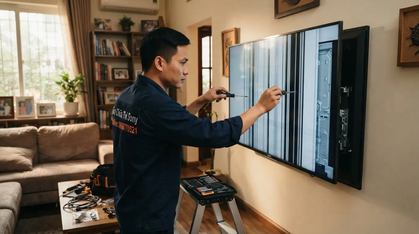 thợ sửa tivi sony sọc đen dọc màn hình chuyên nghiệp