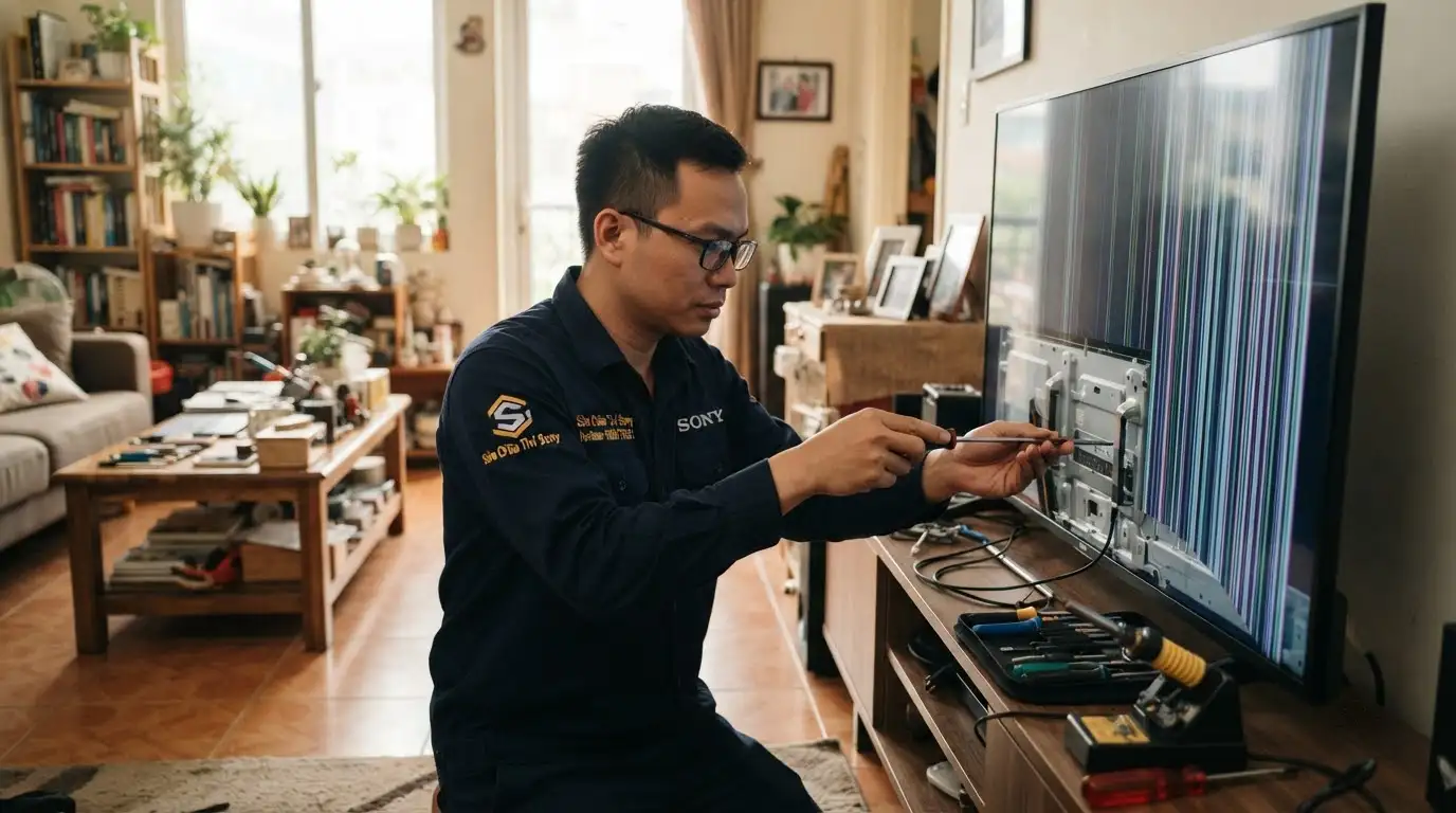 tivi sony sọc màn hình nguyên nhân và cách xử lý