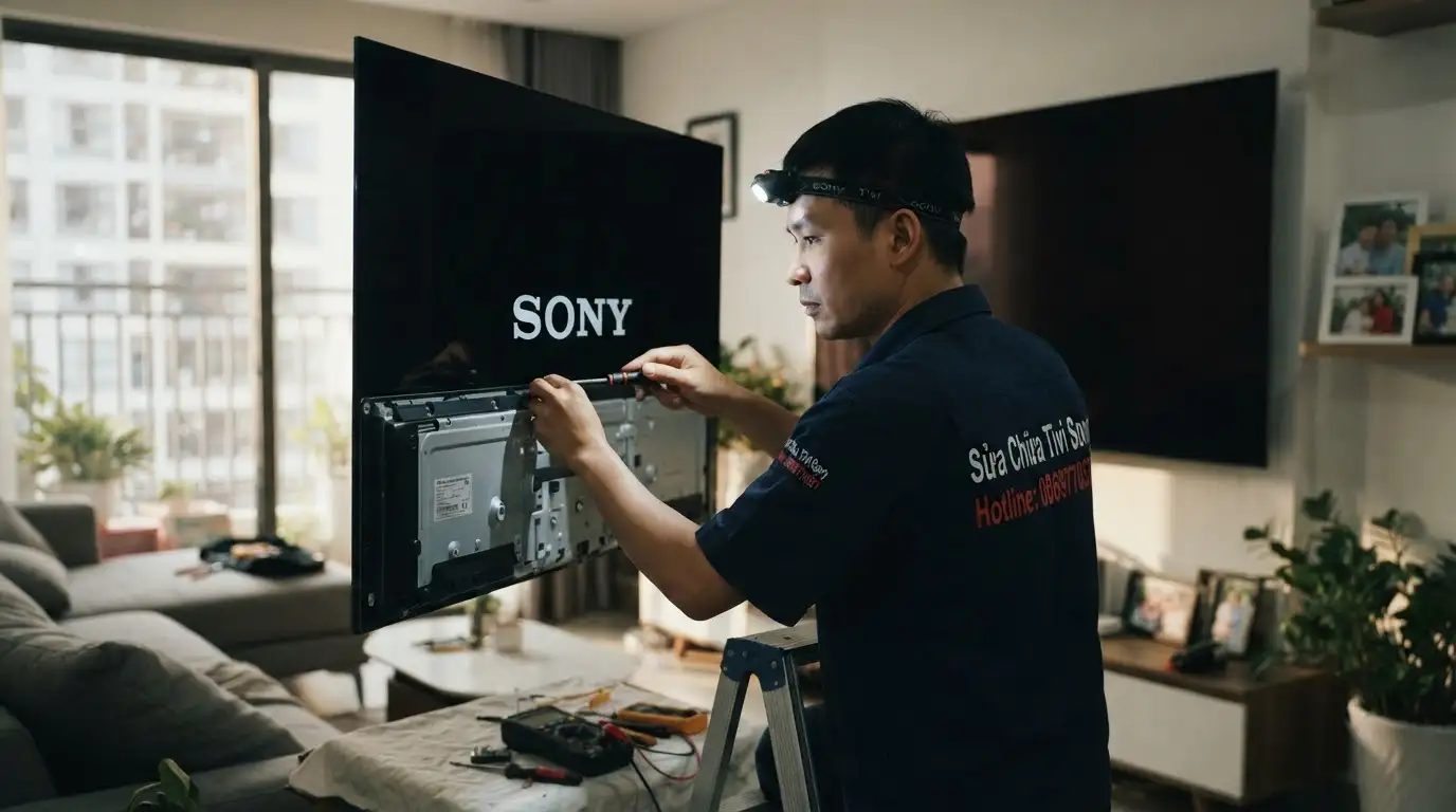 tivi sony treo logo trên màn hình Bravia