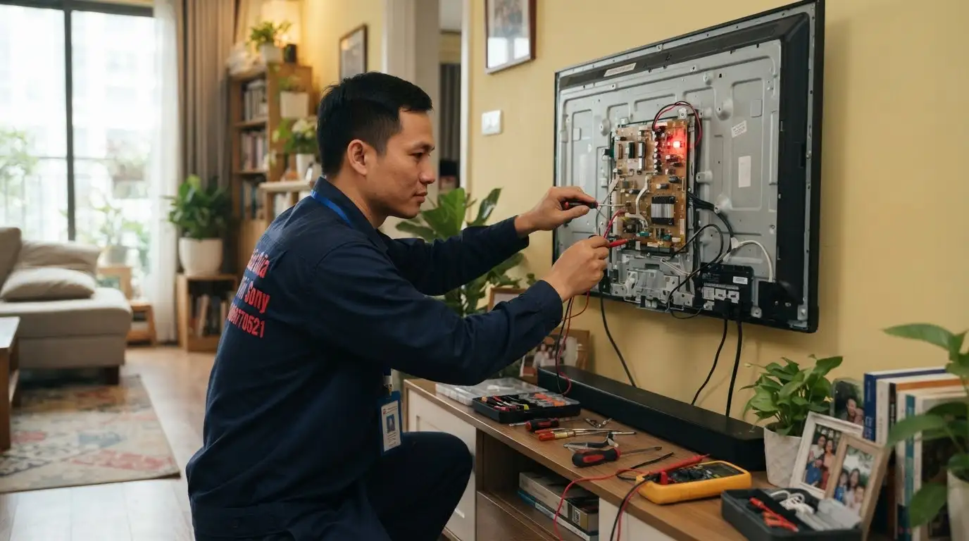 tivi sony tự tắt nháy đèn đỏ do lỗi bo nguồn hoặc led